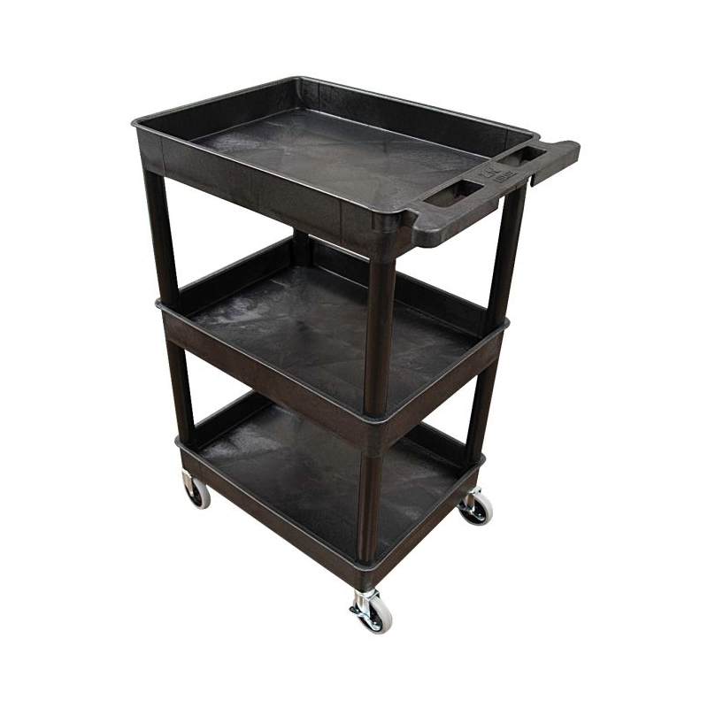 Luxor STC111-B Tub Cart, 24 in OAW, 39-1/4 in OAH, 18 in OAL, 3-Shelf, HDPE Shelf, Black Shelf - 2