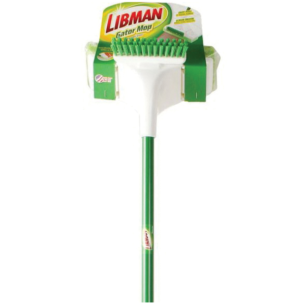 Libman Gator Squeeze Mop 3020 Mop, 9 in W Frame, 57-1/2 in OAL, Cellulose Sponge Mop Head, Clip-On, Steel Handle - 2