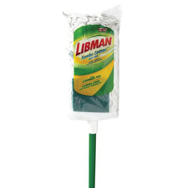 Libman 121 Wet Mop, 58-3/4 in L, Cotton Mop Head, Steel Handle - 2