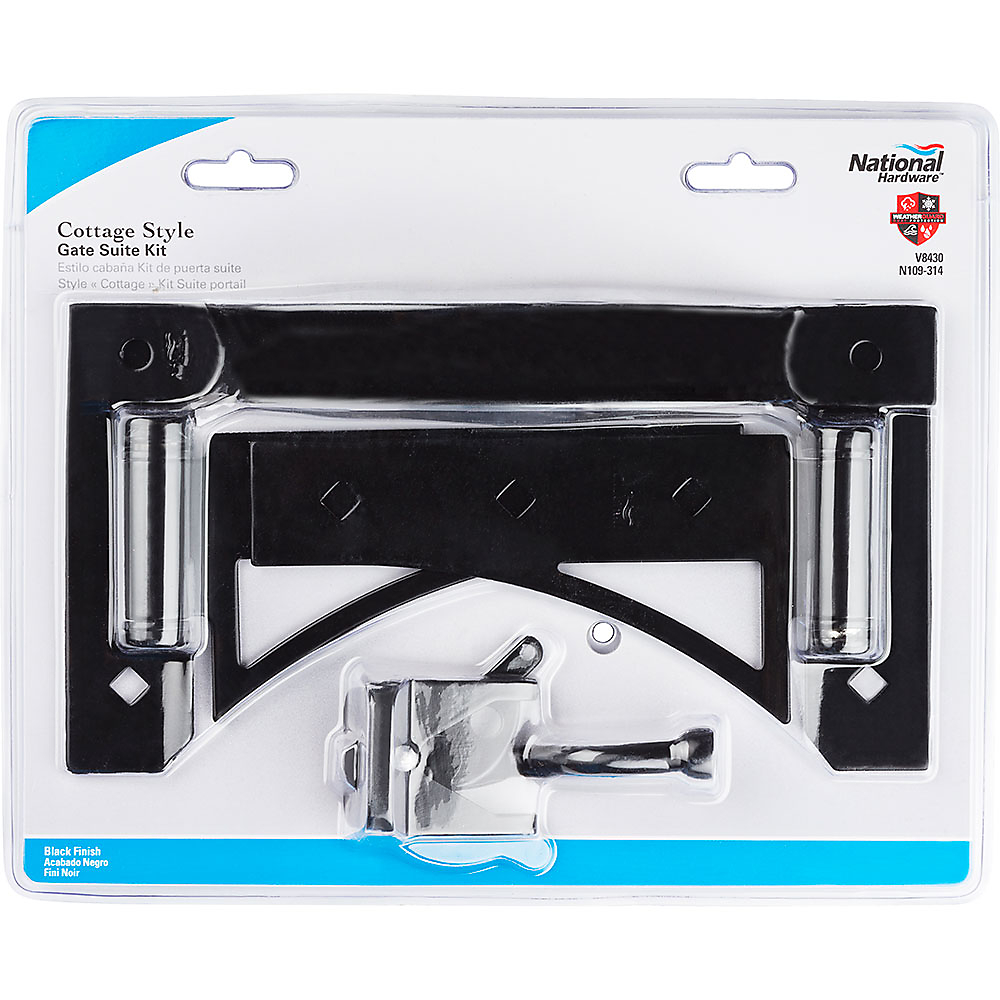 National Hardware N109-314 Cottage Gate Suite Kit, Black, 1-Piece - 3