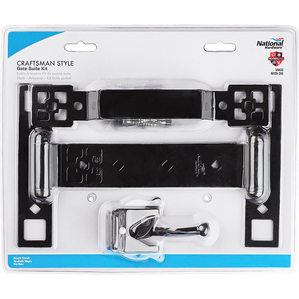 National Hardware N109-316 Craftsman Gate Suite Kit, Black, 1-Piece - 3