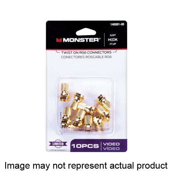Just Hook It Up 140554-00 Twist On Connector, Gold Housing, Female, RG59 Coaxial Cable, 2/PK - 1