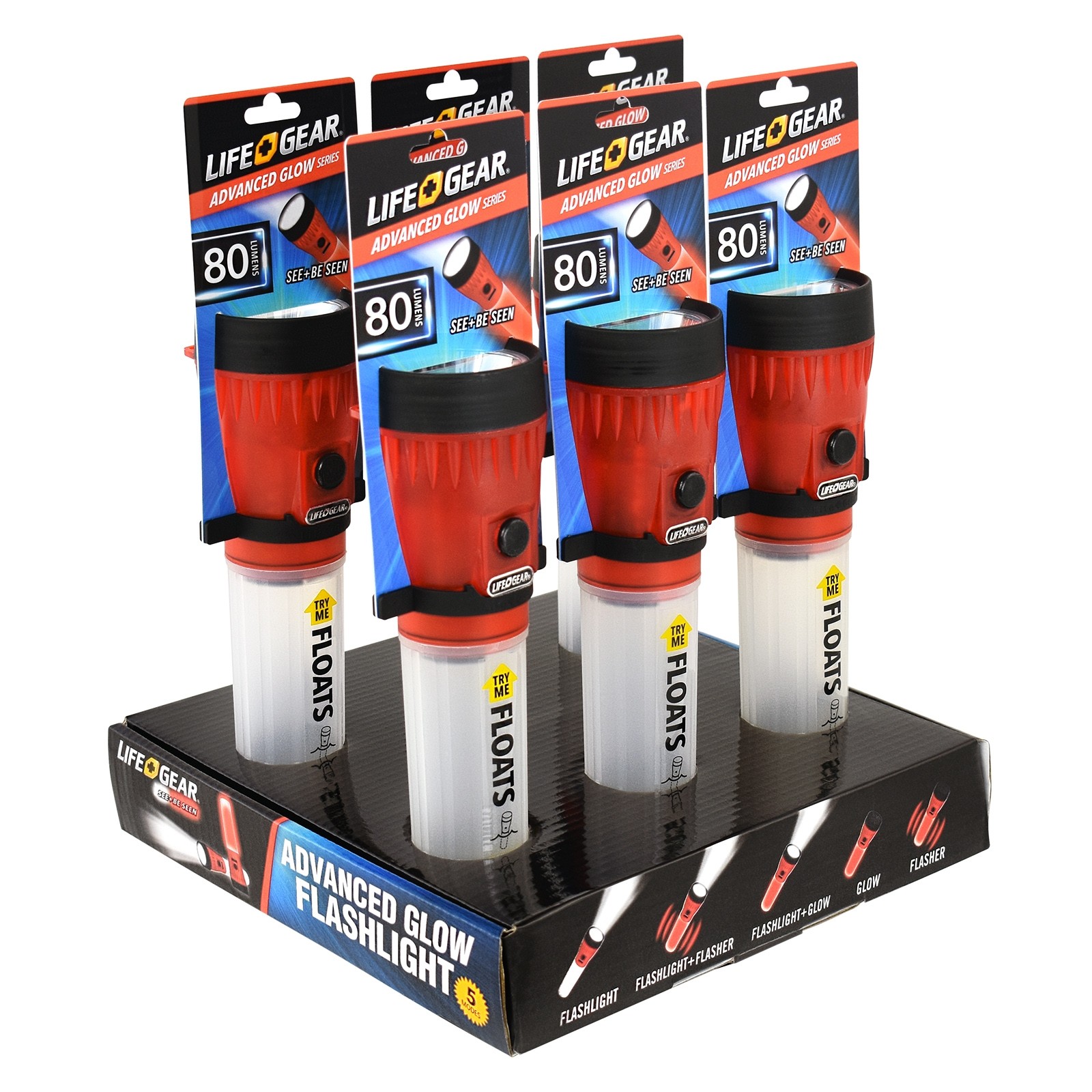 LifeGear LG141 Glow Flashlight, AA Battery, LED Lamp, 80, 150 ft Beam Distance, 25 hr Run Time, Red - 4