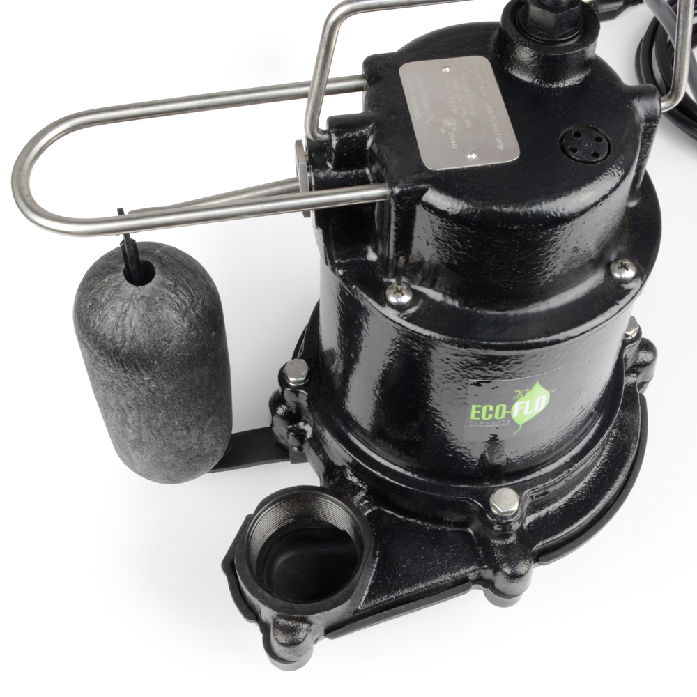 Eco-Flo EFSA33 Sump Pump, 6.5 A, 115 V, 0.33 hp, 1-1/2 in Outlet, 20 ft Max Lift Head, 3160 gph - 4
