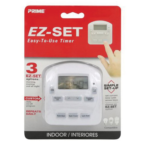 Prime TNIDP12 Lightning Timer, 15 A, 125 V, 1875 W, 1 -Outlet, 24 hr Cycle, White - 3