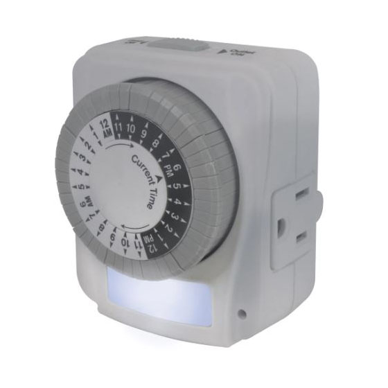 Prime TNINL2412 Lightning Timer with Nightlight, 15 A, 125 V, 1875 W, 1 -Outlet, 30 min Time Setting, 24 hr Cycle - 3