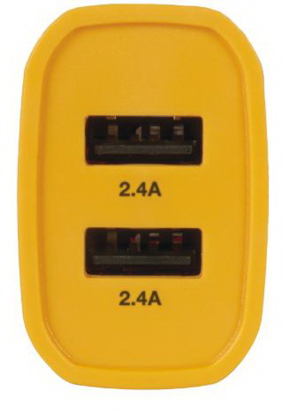 DEWALT 141 9008 DW2 USB Charger, Black/Yellow, For: Android and iOS Devices, 2.4 A Charge - 2