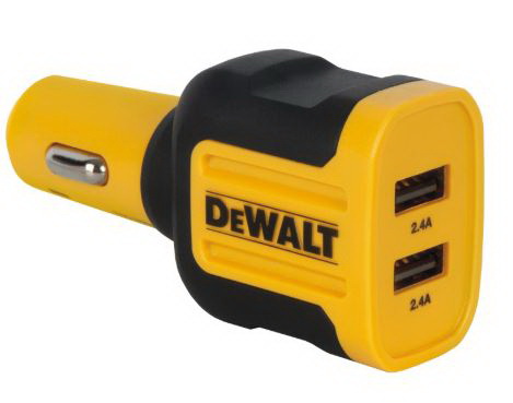 DEWALT 141 9008 DW2 USB Charger, Black/Yellow, For: Android and iOS Devices, 2.4 A Charge - 3