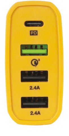 DEWALT 141 9009 DW2 USB Charger, Black/Yellow, For: Android and iOS Devices, 2.4 A Charge, 30 min Charge - 2
