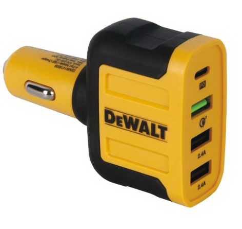 DEWALT 141 9009 DW2 USB Charger, Black/Yellow, For: Android and iOS Devices, 2.4 A Charge, 30 min Charge - 3