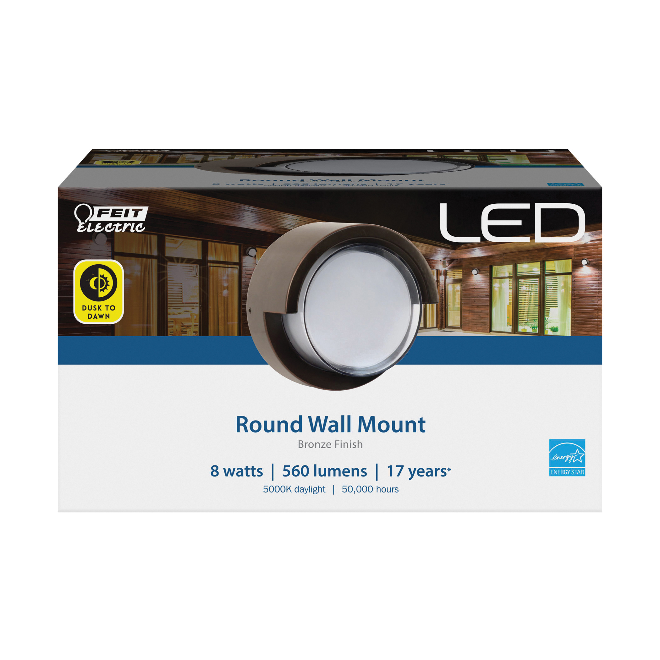 Feit Electric S5RWM/850/DD/BZ Wall Light, 8 W, 120 V, LED, 560 Lumens, 5000 K, Aluminum, Bronze - 2