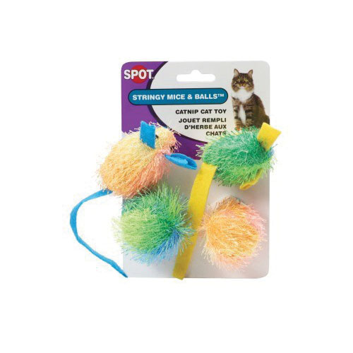 Spot 2505 Dog Toy, Stringy Mice, Assorted - 2