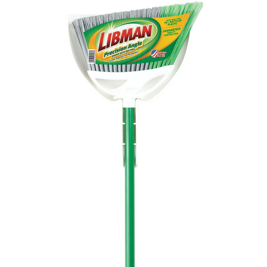 Libman PRECISION ANGLE Series 206 Bristle, 10-1/2 in Sweep Face, 5 in L Trim, PET Bristle, 53 in L, Steel - 2