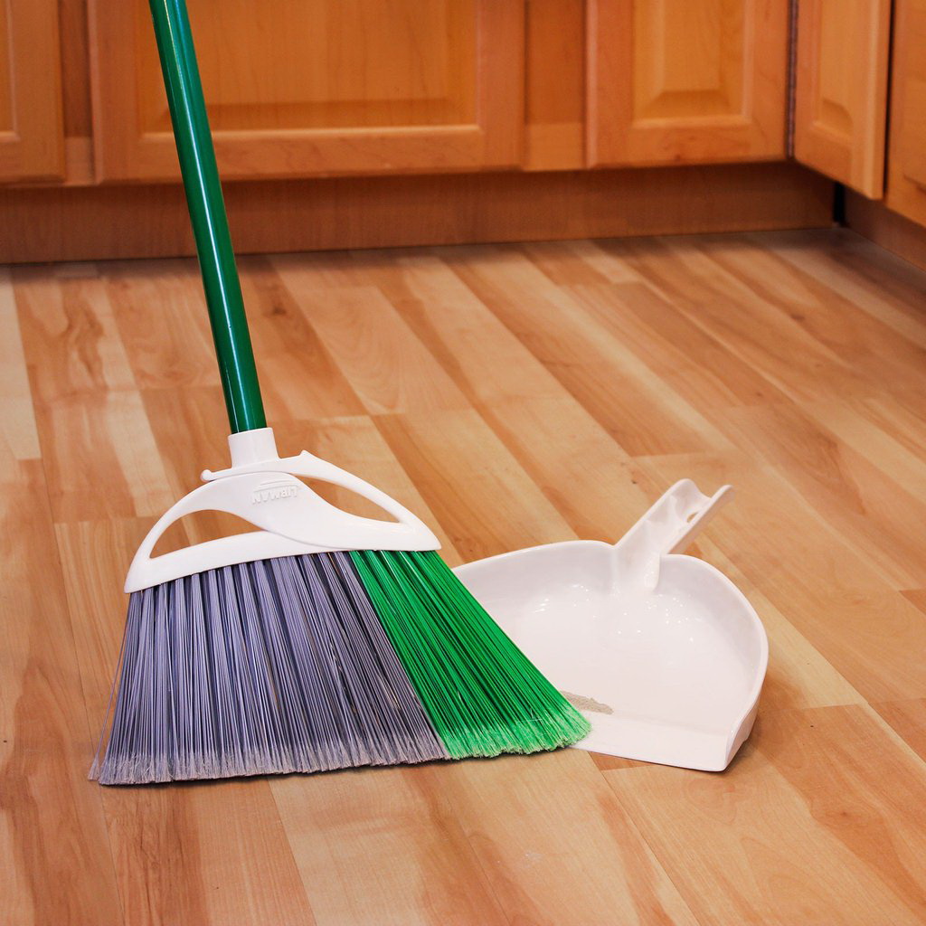 Libman PRECISION ANGLE Series 206 Bristle, 10-1/2 in Sweep Face, 5 in L Trim, PET Bristle, 53 in L, Steel - 3