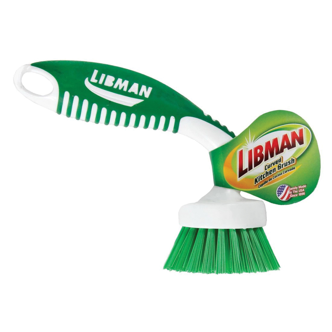 Libman 42 Kitchen Brush, 13/16 in L Trim, 2 in W Brush, Pet Bristle, 6-3/4 in L, Green/White - 2