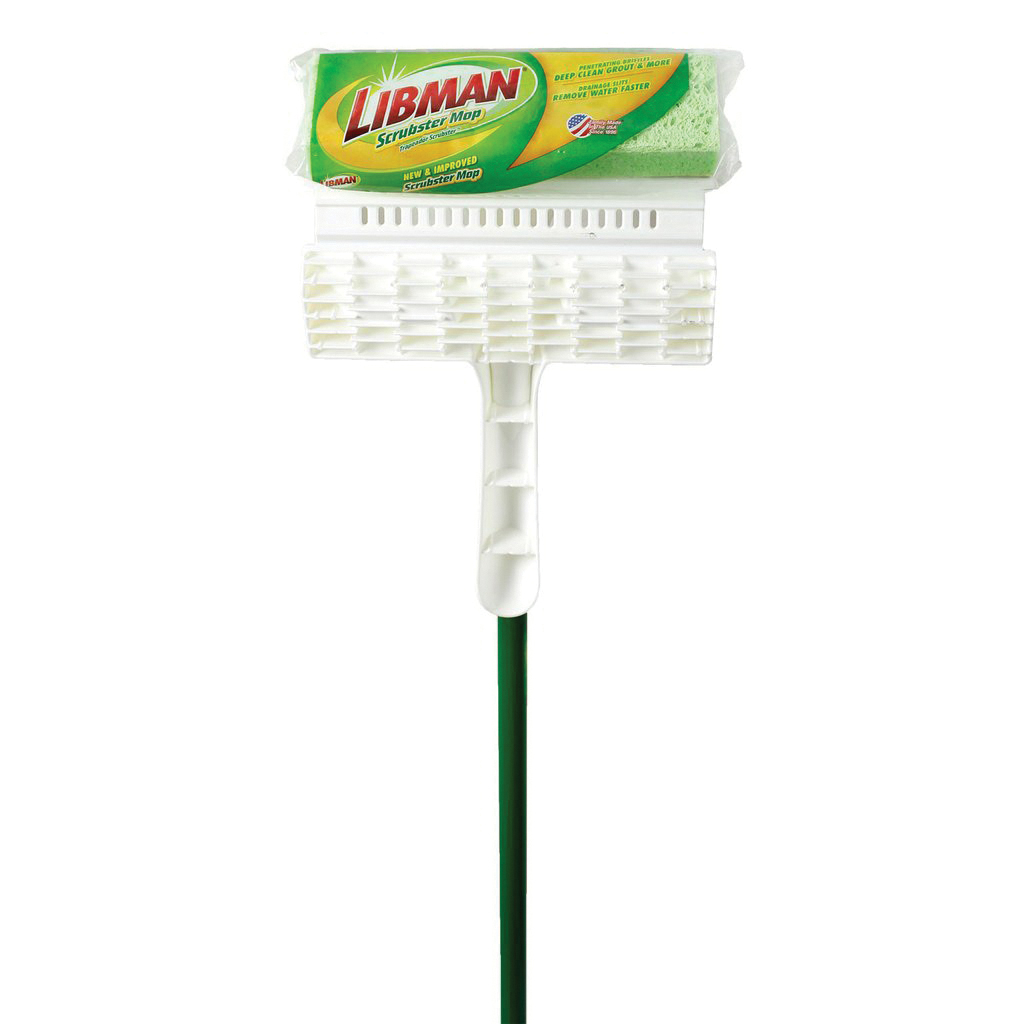 Libman Scrubster 3103 Mop, 9 in W Frame, 50.13 in OAL, Cellulose Sponge Mop Head, Green Mop Head, Quick Change - 2