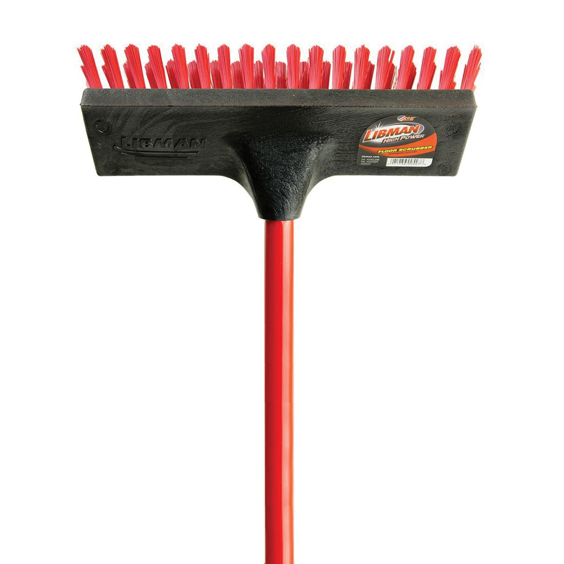 Libman 547 Floor Scrubber, 1.312 in L Trim, Pet, Red, 3-1/2 in W Brush, 52 in OAL, Red - 2