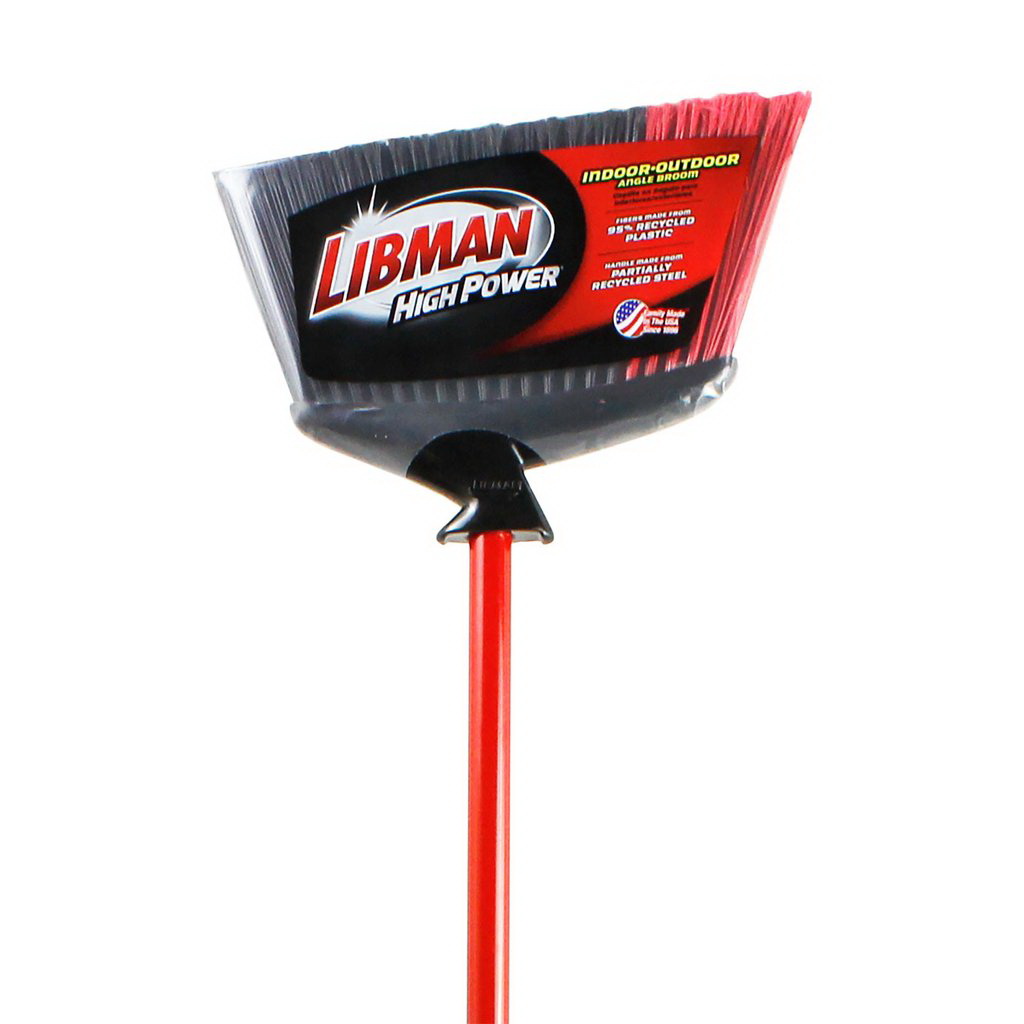 Libman 904 Angle Broom, 5-1/2 in L Trim, PET Bristle, 56 in L, Steel - 2