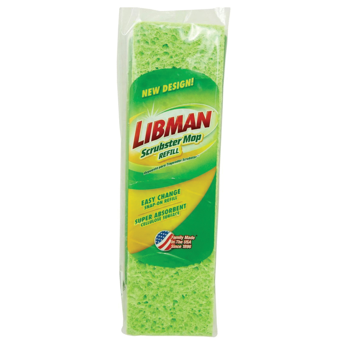 Libman SCRUBSTER Series 3105 Mop Refill, Cellulose-Coated Sponge - 2
