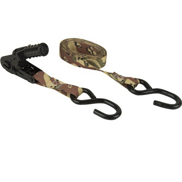 Keeper 47305 Tie-Down Ratchet, 1 in W, 12 ft L, Desert Camouflage, 500 lb Working Load, S-Hook End - 2