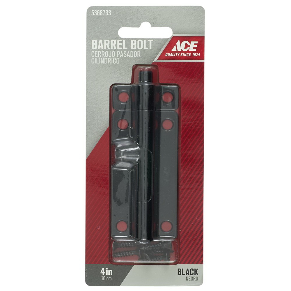 ACE 01-3008-349 Barrel Bolt, 5/16 in Dia Bolt Head, 4 in L Bolt, Steel - 2