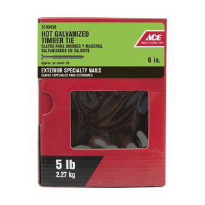 ACE 5193438 Timber Tie Nail, Steel, Galvanized, Flat Head, Annular Ring Shank, Silver, 5 lb - 2