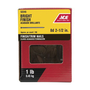 ACE 52245 Finishing Nail, 8D, 2-1/2 in L, Countersunk Head, Round, Smooth Shank, 1 lb - 2
