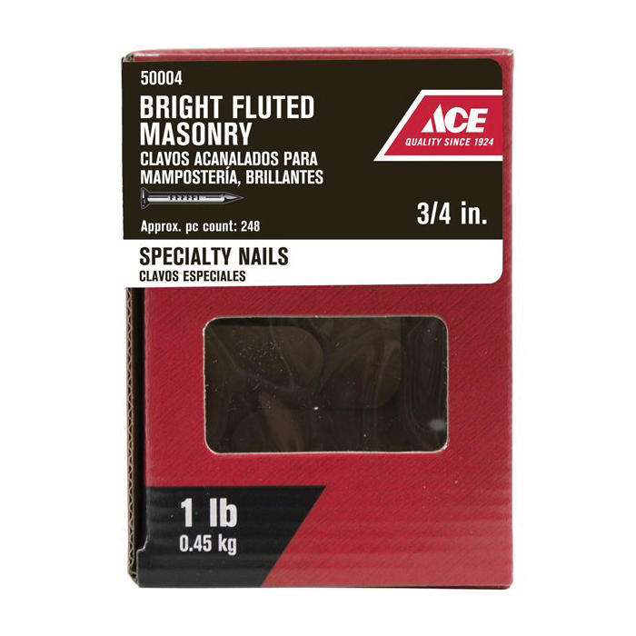 ACE 50004 Masonry Nail, 3/4 in L, Steel - 2