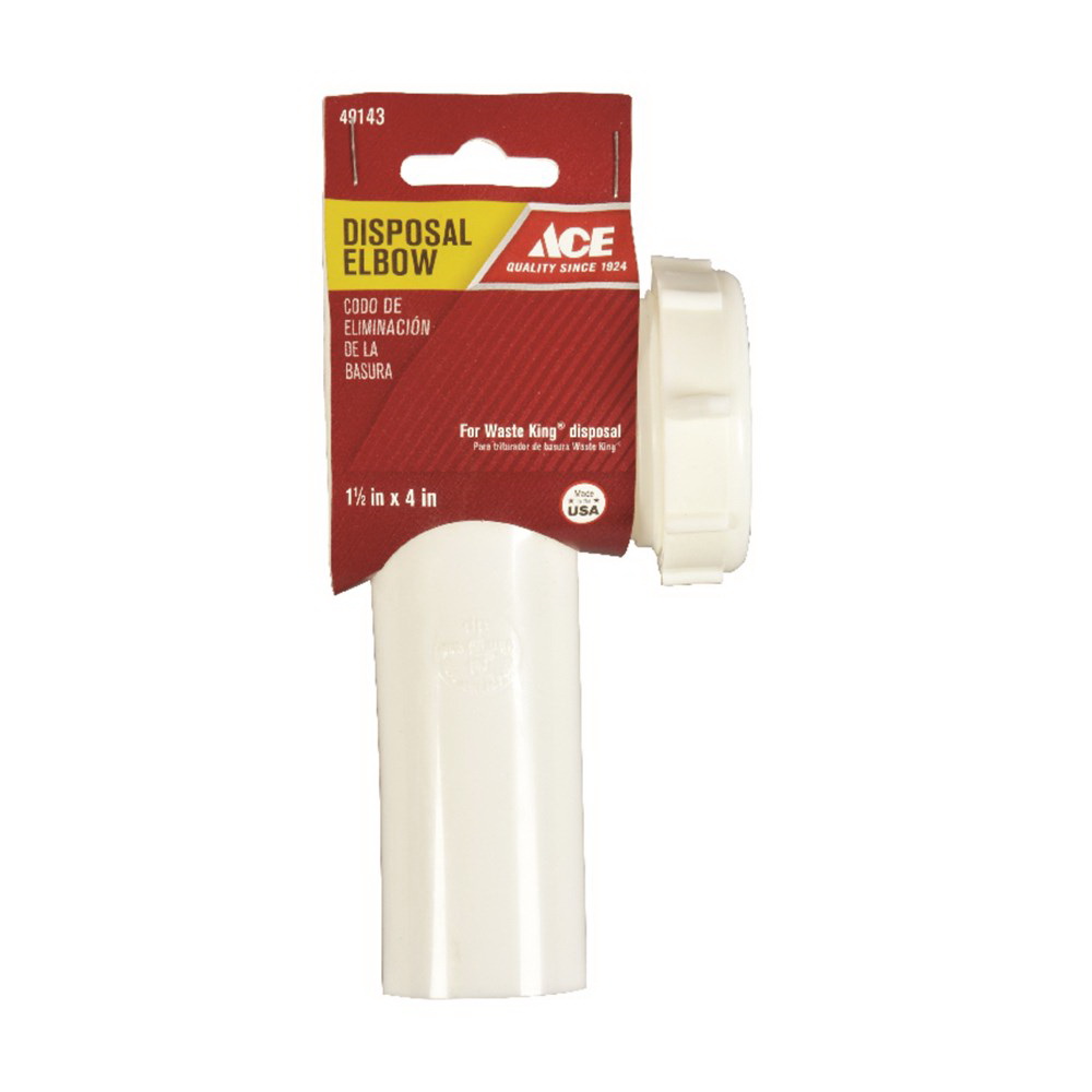 ACE AH855-79-N Garbage Disposal Pipe Elbow, Plastic, White - 2