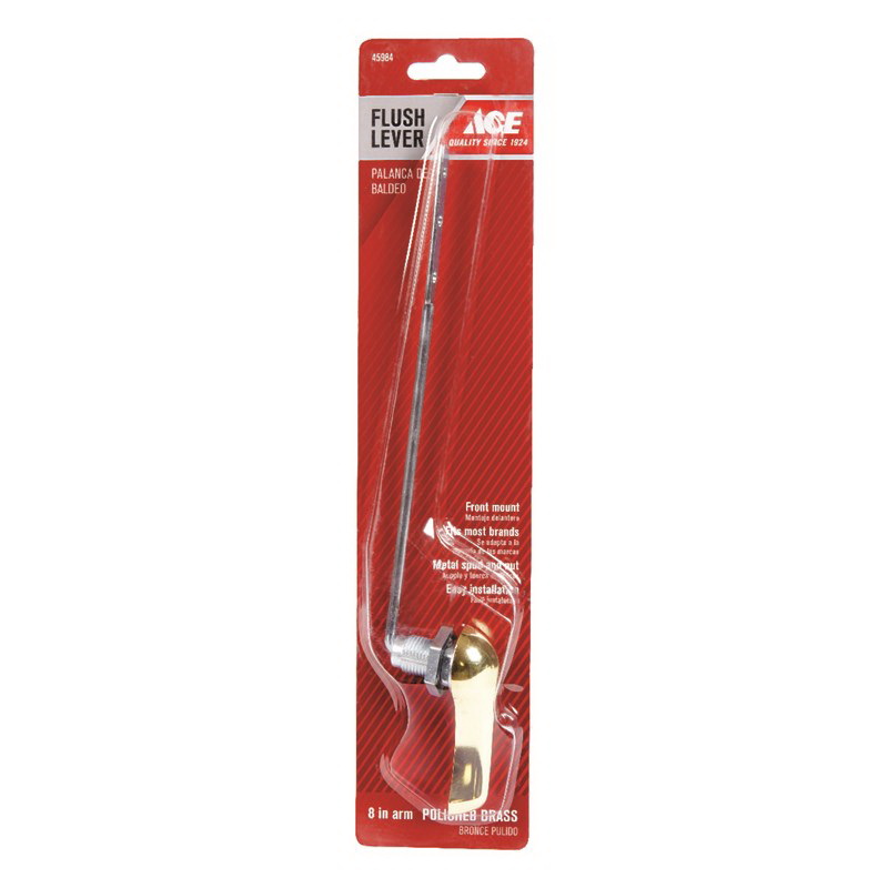 ACE ACE835-58PB Flush Lever, Front Mounting, 8 in L Flush Arm, Brass, Polished - 2