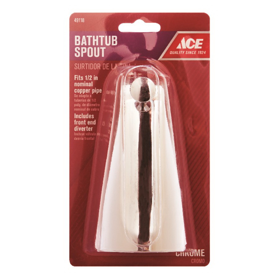 ACE ACE825-38 Bathtub Diverter Spout, 1/2 in Connection, Sweat, Metal, Chrome Plated - 2
