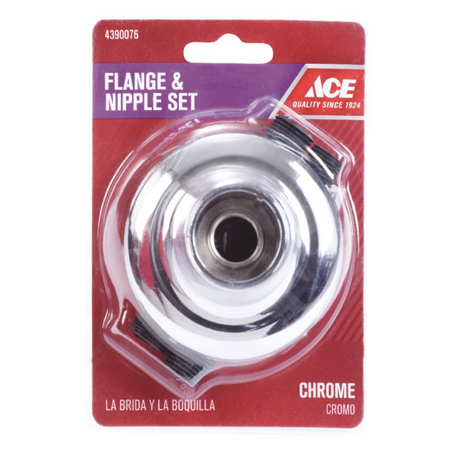 ACE 9DA0010311 Flange and Nipple Set, Brass, Chrome Plated - 2