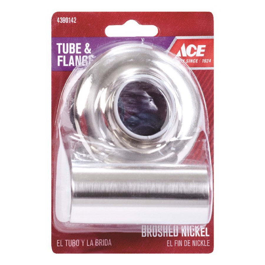 ACE 9DA0010308 Flange and Tube Set, 3 in Dia, Brass, Brushed Nickel, For: American Standard Faucets - 2