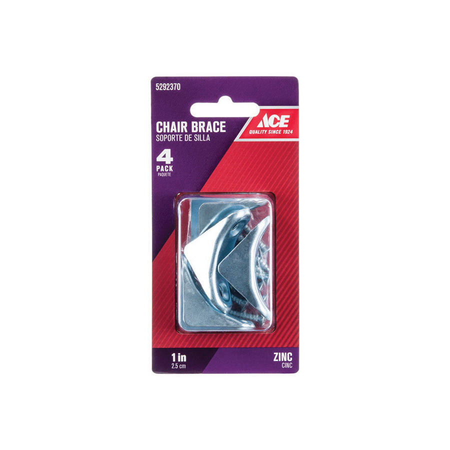 ACE 01-3412-105 Inside Chair Brace, 1 in L, 2-3/4 in W, 1 in H, Zinc - 2