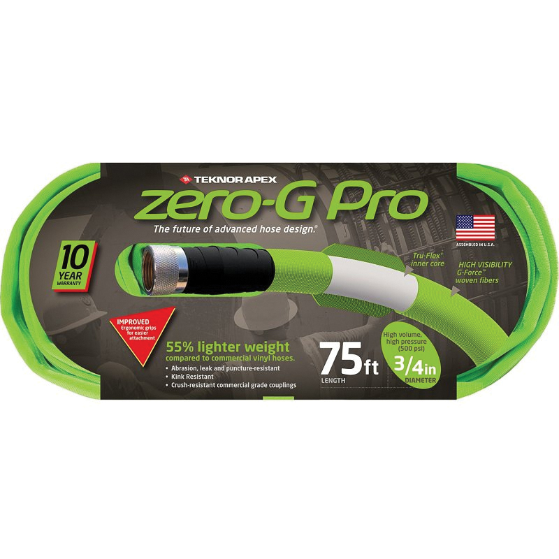 Zero-G 4300-75 Garden Hose, 3/4 in, 75 ft L, Green - 1