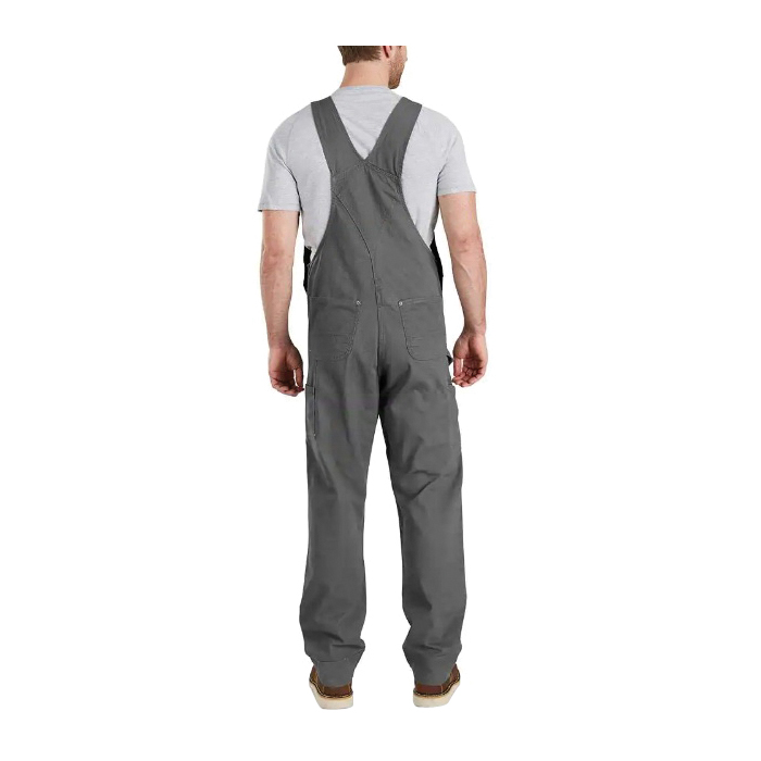 Carhartt 102987-03930-34A Bib Overalls, Fits to Waist Size: 34 in, Cotton/Spandex, Gravel, 30 in L Inseam - 2