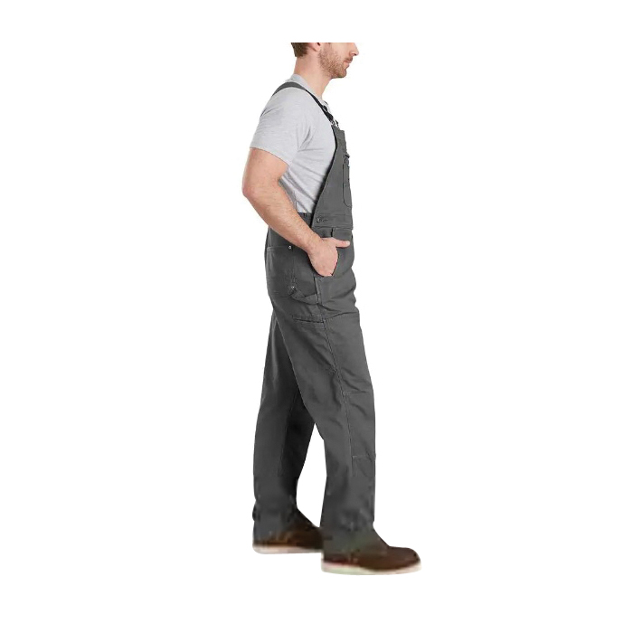 Carhartt 102987-03930-34A Bib Overalls, Fits to Waist Size: 34 in, Cotton/Spandex, Gravel, 30 in L Inseam - 3