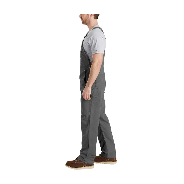Carhartt 102987-03930-34A Bib Overalls, Fits to Waist Size: 34 in, Cotton/Spandex, Gravel, 30 in L Inseam - 4