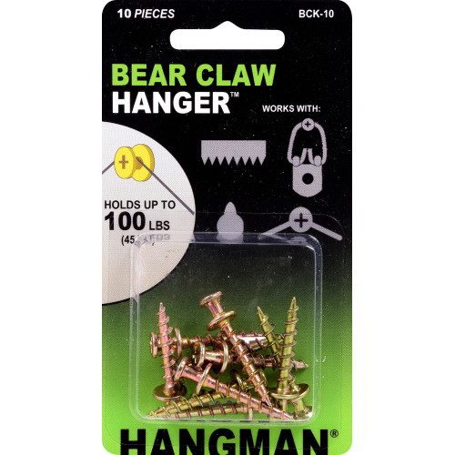 Hillman Bear Claw 121167 Hanger, 100 lb, Gold, 10/PK - 3