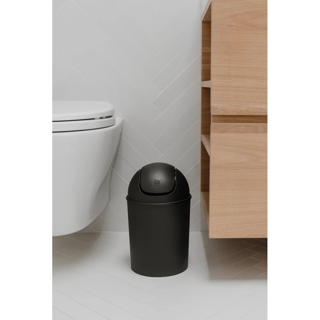 umbra 086701-040 Mini Trash Can, 1.25 gal Capacity, Polypropylene, Black - 2