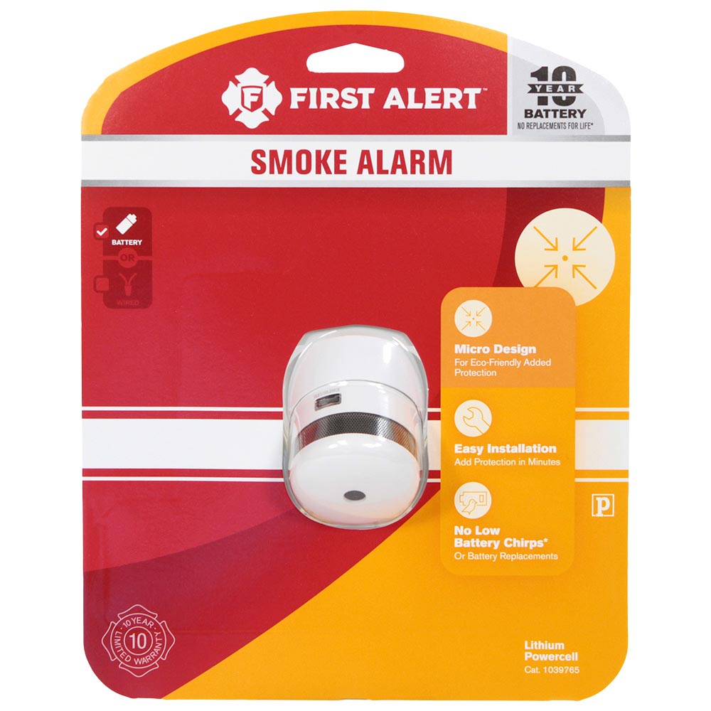 First Alert 1039765 Micro Smoke Alarm, 3 V, Photoelectric Sensor, 85 dB, Alarm: Audible, White - 4