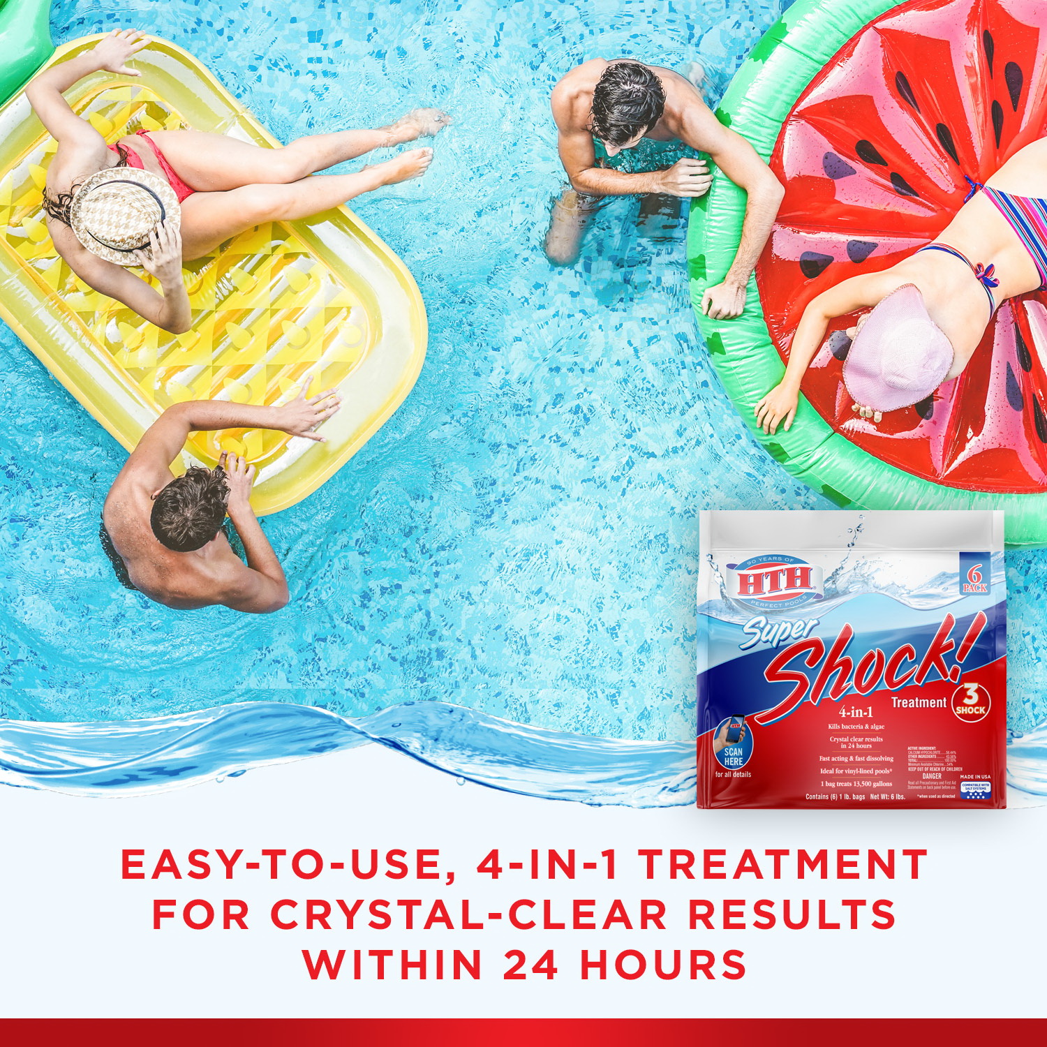 HTH Super Shock 52008 Pool Treatment, 1 lb Bag, Powder, Chlorine-Like, White - 3