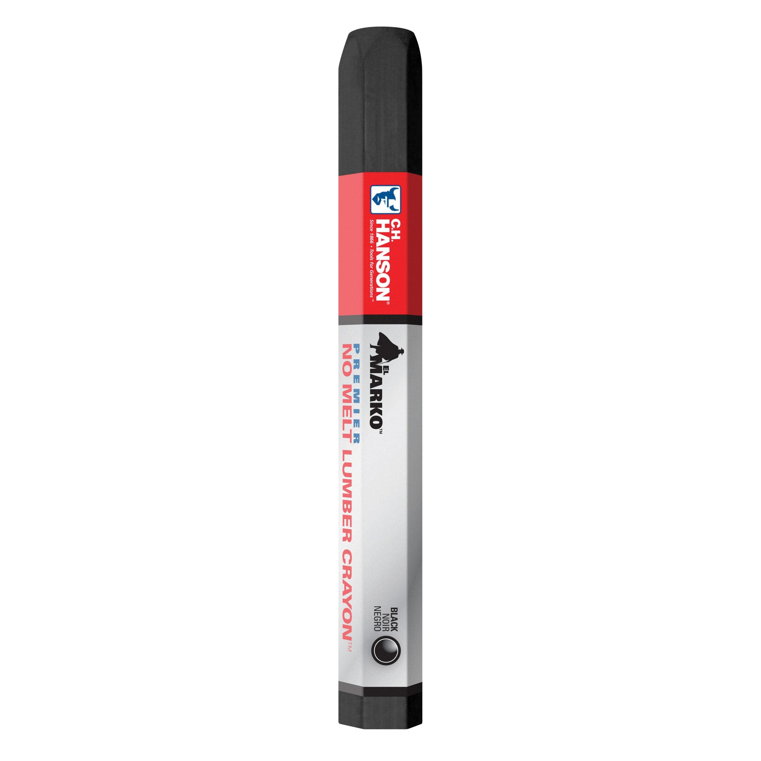 CH Hanson El Marko 10384 Lumber Crayon, Black, 1/2 in Dia, 4-1/2 in L - 1