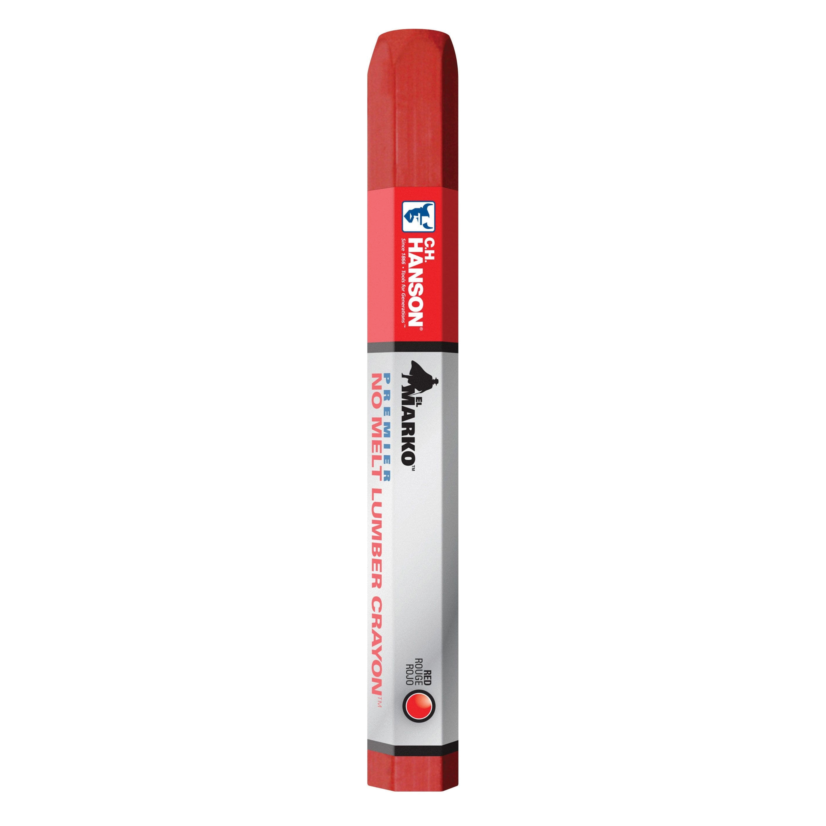 CH Hanson El Marko 10382 Lumber Crayon, Red, 1/2 in Dia, 4-1/2 in L - 1