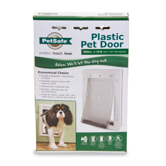 PetSafe PPA00-10958 Pet Door, 1/16 to 2 in Door, 5-1/8 x 8-1/4 in Flap Opening, Plastic, White - 2