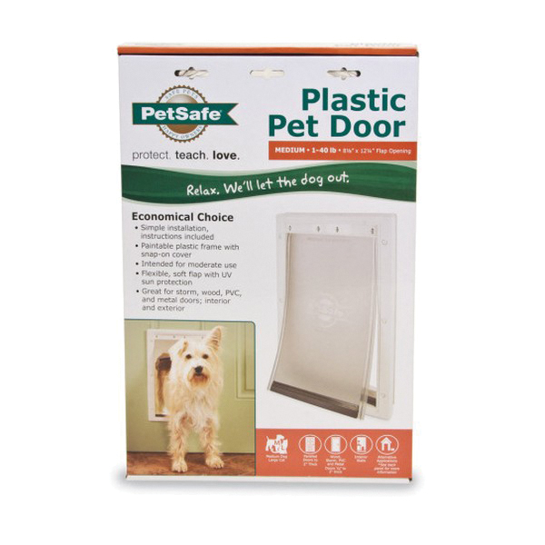 PetSafe PPA00-10959 Pet Door, 1/16 to 2 in Door, 8-1/8 x 12-1/4 in Flap Opening, Plastic, White - 2