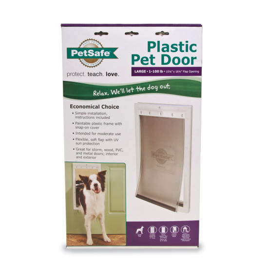 PetSafe PPA00-10960 Pet Door, 1/16 to 2 in Door, 10-1/8 x 16-1/4 in Flap Opening, Plastic, White - 2