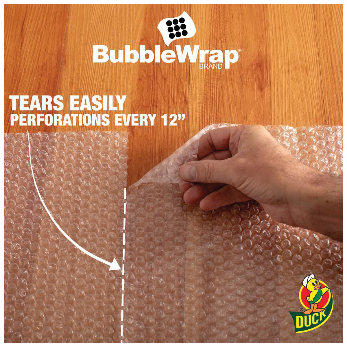 Duck BW-1M Bubble Wrap, 9 ft L, 16 in W, Nylon, Clear - 3