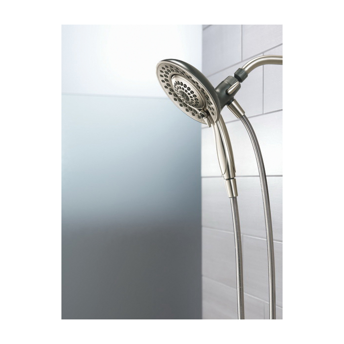 Delta 75583CSN Shower, Round, 1/2 in Connection, IPS, 1.75 gpm, 5-Spray Function, Plastic, Brushed Nickel, 72 in L Hose - 2