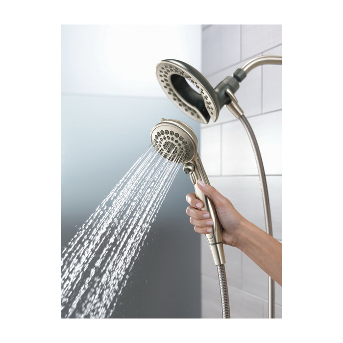 Delta 75583CSN Shower, Round, 1/2 in Connection, IPS, 1.75 gpm, 5-Spray Function, Plastic, Brushed Nickel, 72 in L Hose - 5